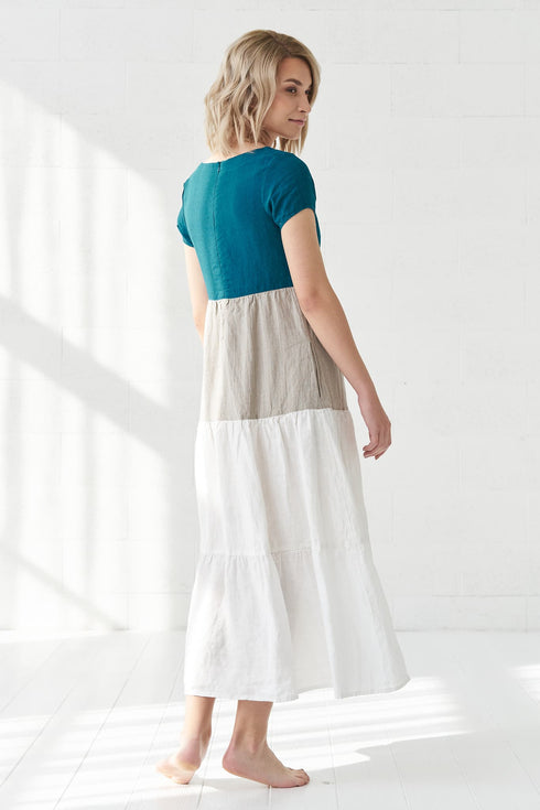 Image 6 of Linen summer dress with short sleeves made from natural linen Judit from Baltic Linen